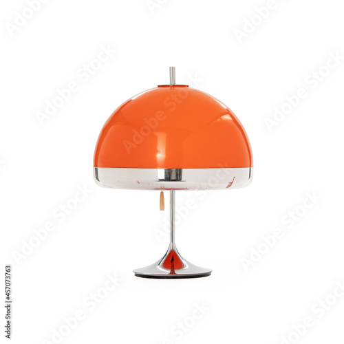 Orange table lamp on white background photo