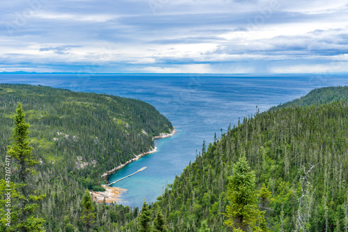 View from St Pancrace Belvedere on the St Pancrace Fjard, near Baie Comeau, Cote Nord of Quebec, Canada photo