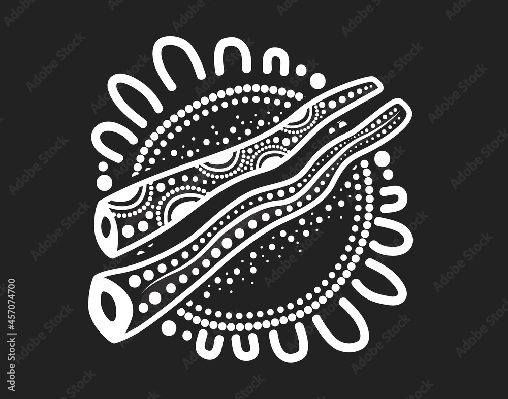 Aboriginal black and white Didgeridoo Art - Illustration Aboriginal black and white Didgeridoo Art - Illustration