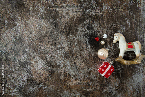 Christmas decorationon stone surface and copy-space for your text