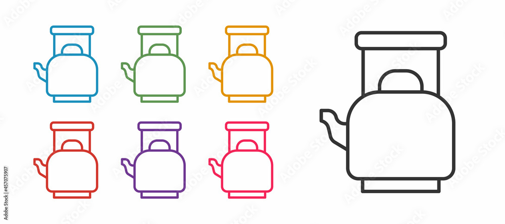 Set line Kettle with handle icon isolated on white background. Teapot icon. Set icons colorful. Vector Set line Kettle with handle icon isolated on white background. Teapot icon. Set icons colorful. Vector