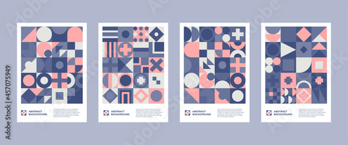 Abstract geometric pattern cover set. Minimalistic backgrounds bauhaus style. 