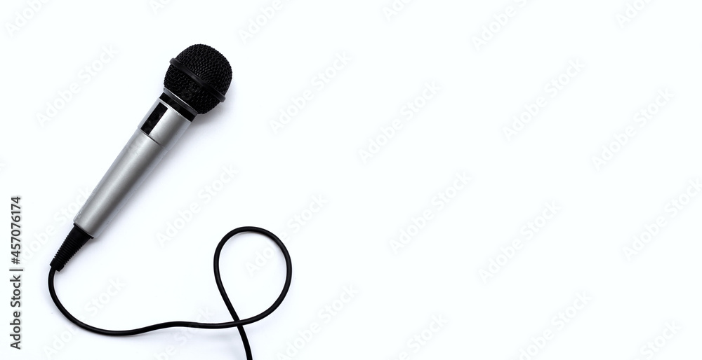 Microphone on white background. Top view Microphone on white background. Top view