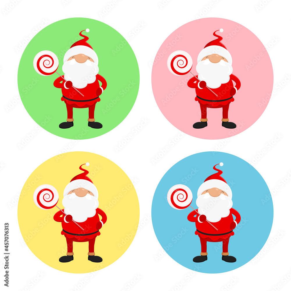 Set of Christmas avatars. Santa with swirl lollipops. Vector illustration. Set of Christmas avatars. Santa with swirl lollipops. Vector illustration.