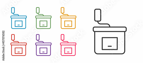 Set line Manual coffee grinder icon isolated on white background. Set icons colorful. Vector