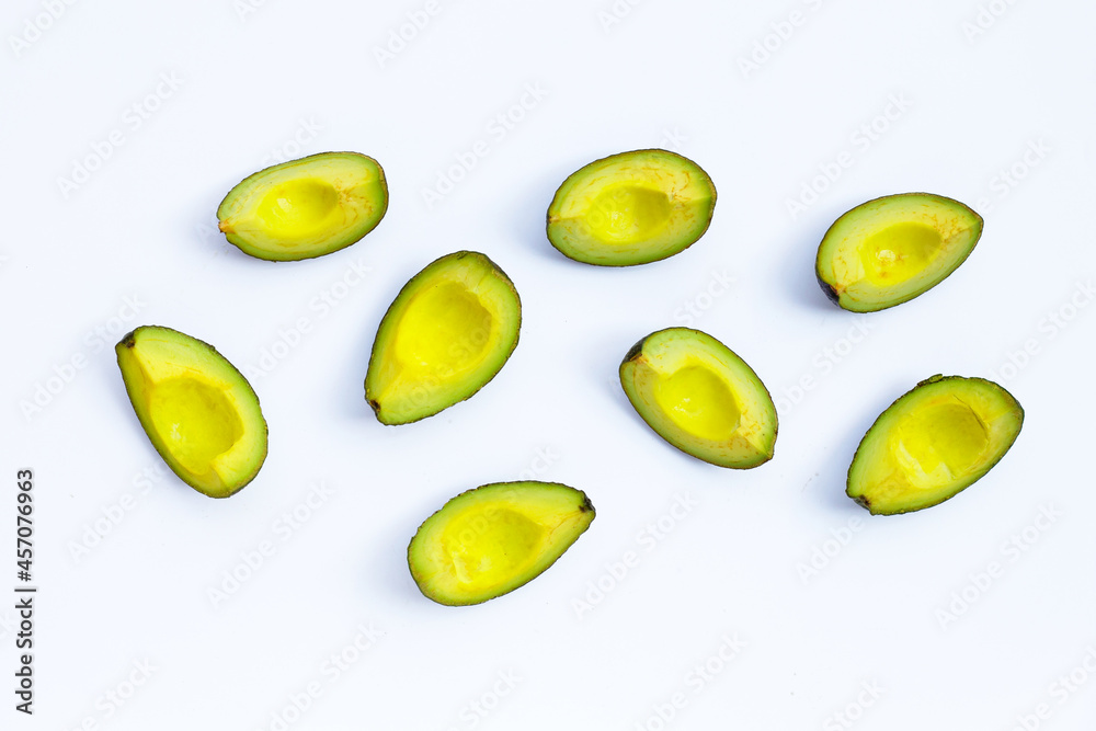 Avocado on white background. Top view