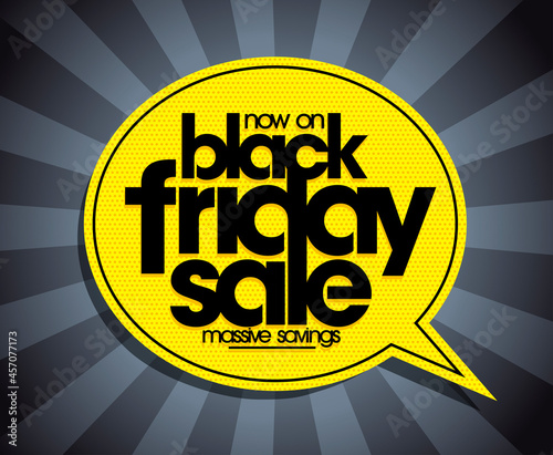 Black friday sale web banner, massive savings vector design template