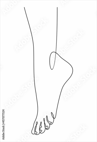 One continuous single drawing line art flat doodle leg, foot, illustration, female.