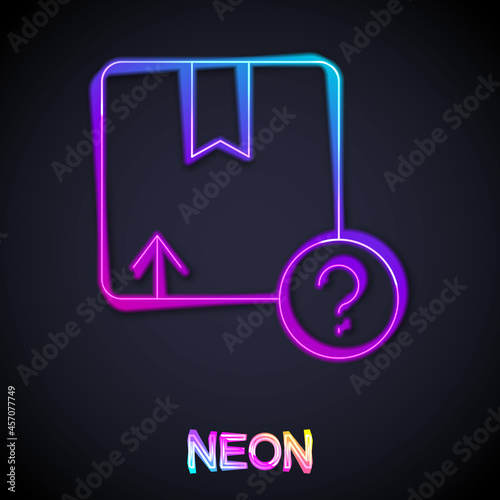 Glowing neon line Carton cardboard box icon isolated on black background. Box, package, parcel sign. Delivery and packaging. Vector