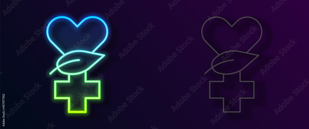 Glowing neon line Ethnoscience icon isolated on black background. Gardening, ethnoscience and organic concept. Vector