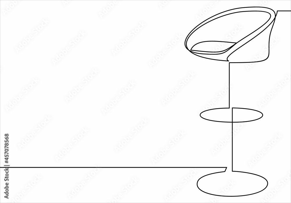 one line drawing of isolated vector object - modern chair one line drawing of isolated vector object - modern chair