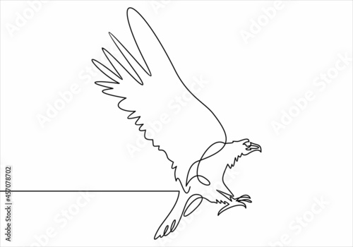 One line eagle design silhouette.Hand drawn minimalism style vector illustration