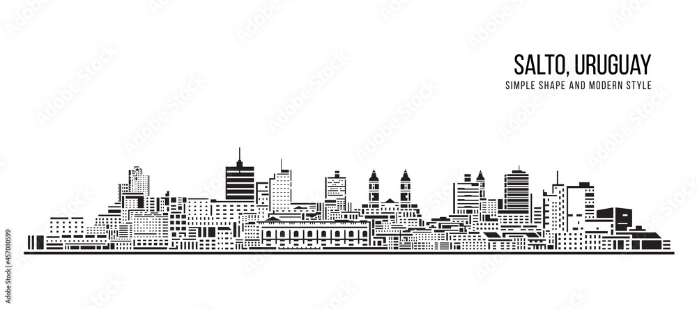 Cityscape Building Abstract Simple shape and modern style art Vector design - Salto, Uruguay