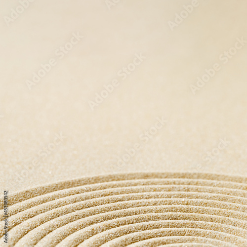 Canvas Print Pattern in Japanese Zen Garden with close up concentric circles on sand for meditation and tranquility