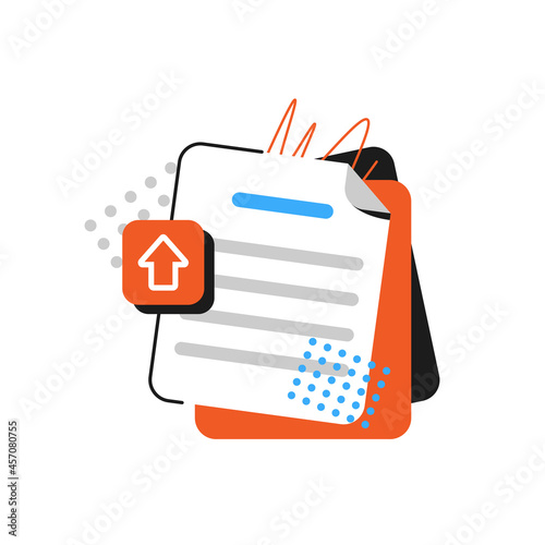 Uploading office file flat icon with gradient style. Uploading office document icon. File upload task icon for business and presentation