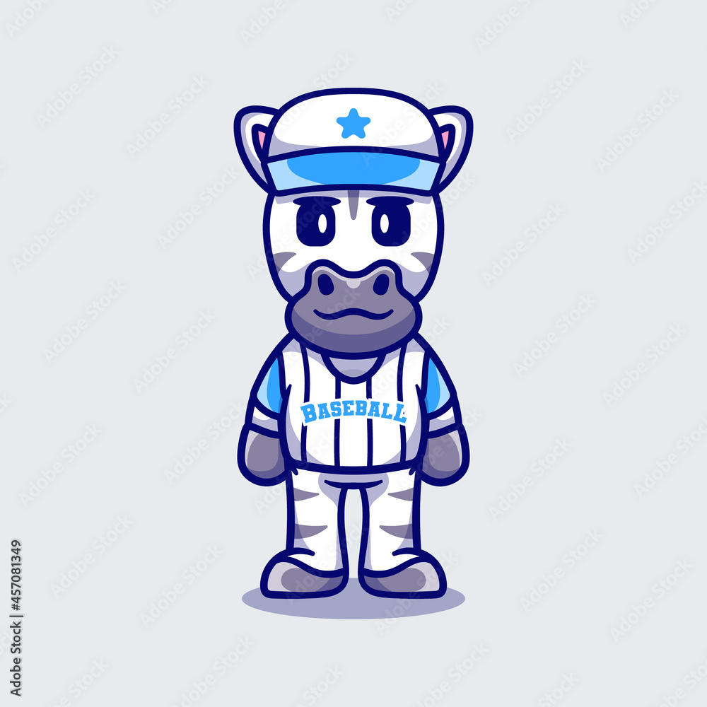 cute zebra wearing baseball uniform