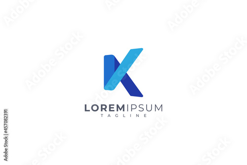 Letter k creative 3d blue colour modern business logo photo