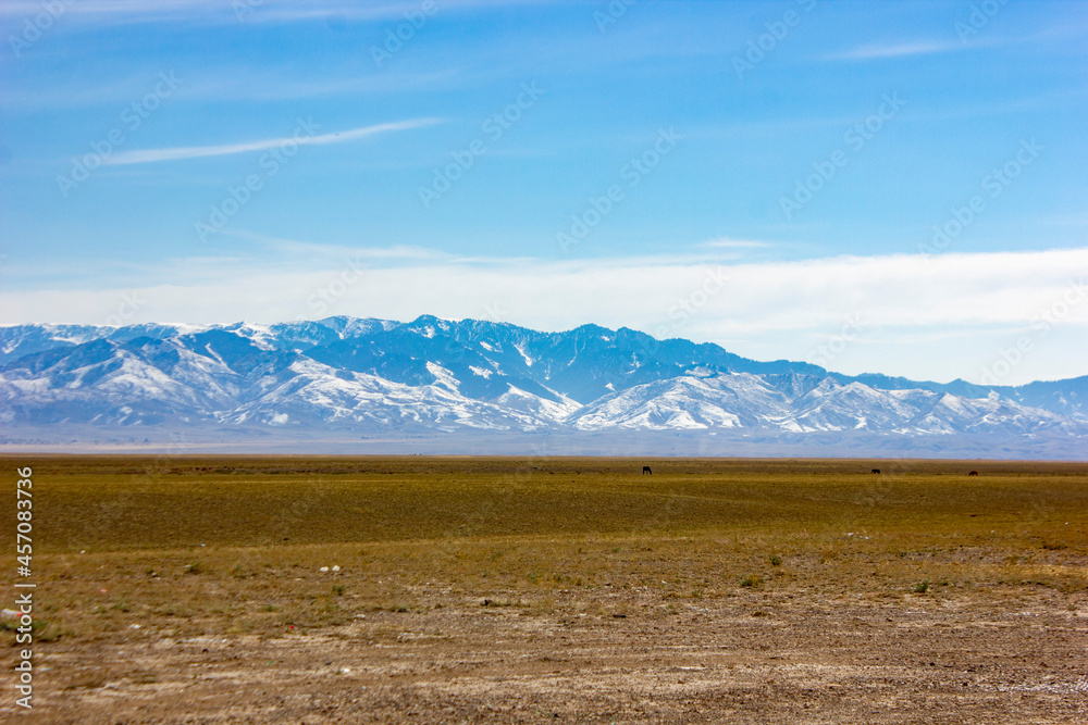the border of the steppe of Kazakhstan