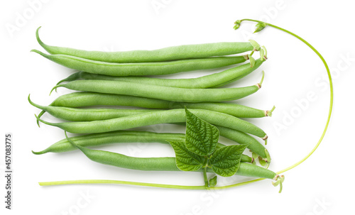 Green Beans With Leaf Isolated Over White
