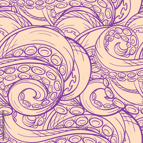 Sea beast tentacles vector seamless pattern.