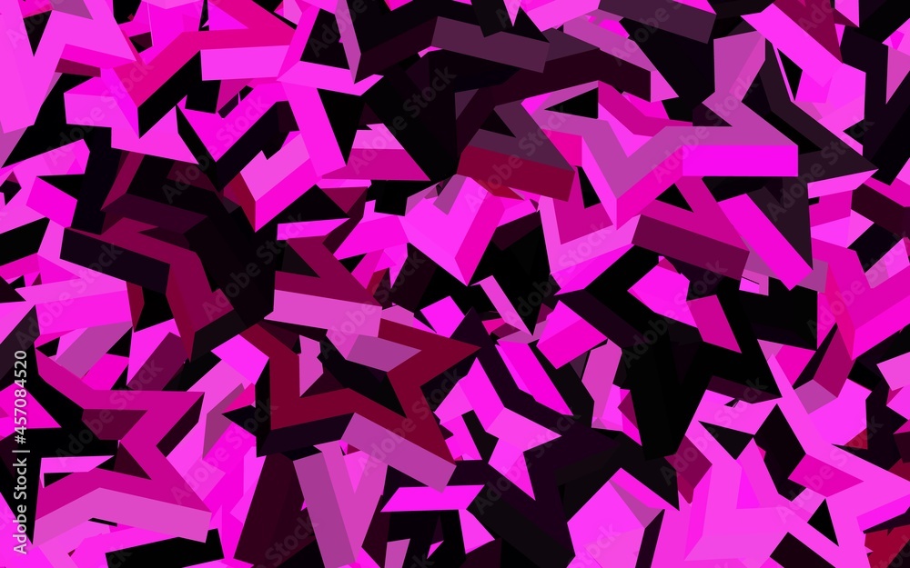 Dark Pink vector background with triangles.