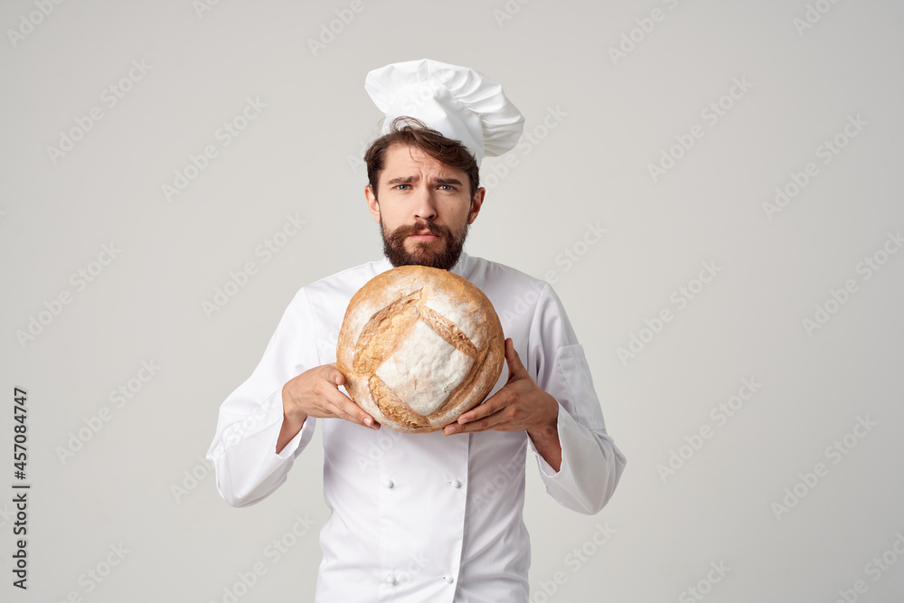 Chef kitchen Job bakery products isolated background Chef kitchen Job bakery products isolated background