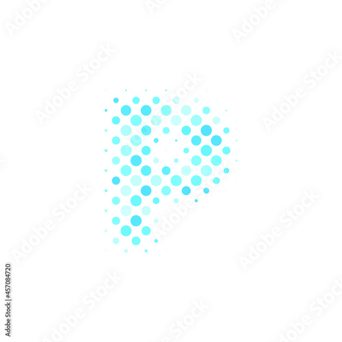Letter P logo. Dots logo, dotted shape logotype vector design. P letter logo in halftone dots style