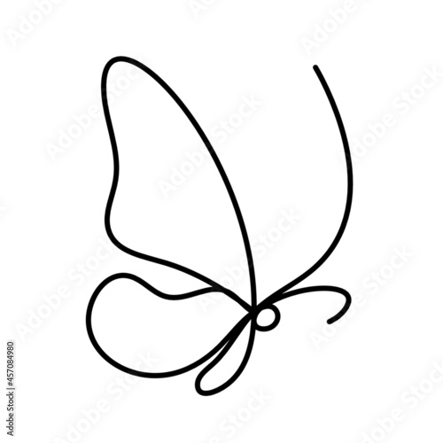 Butterfly line icon, isolated on the white. Vector