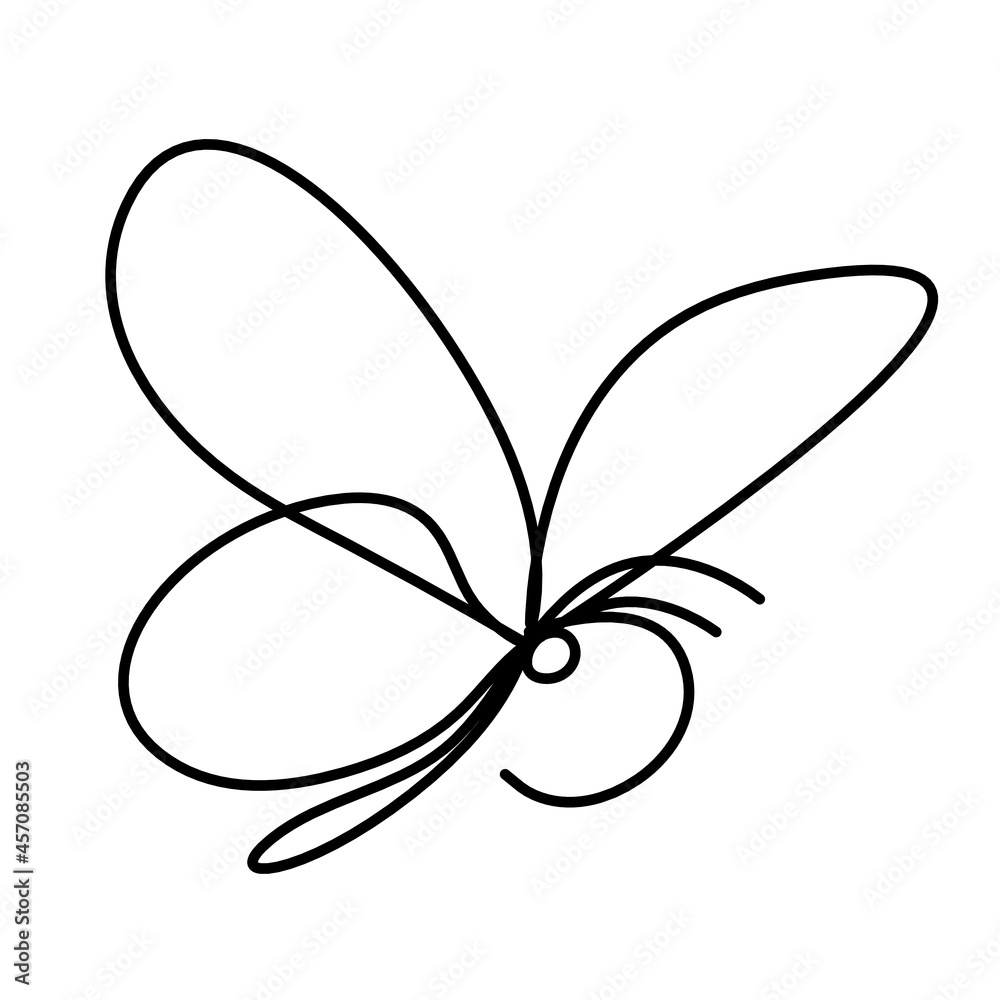 Butterfly line icon, isolated on the white Butterfly line icon, isolated on the white