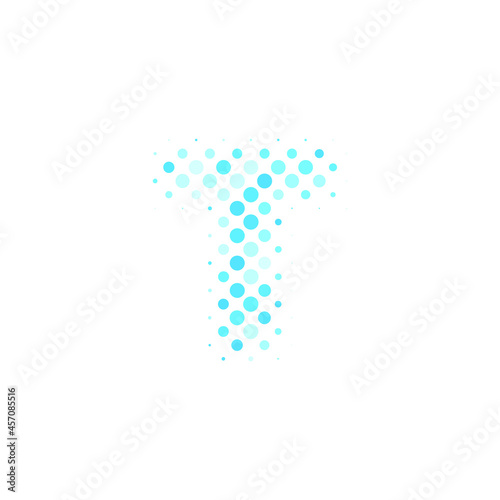 Letter T logo. Dots logo, dotted shape logotype vector design. T letter logo in halftone dots style