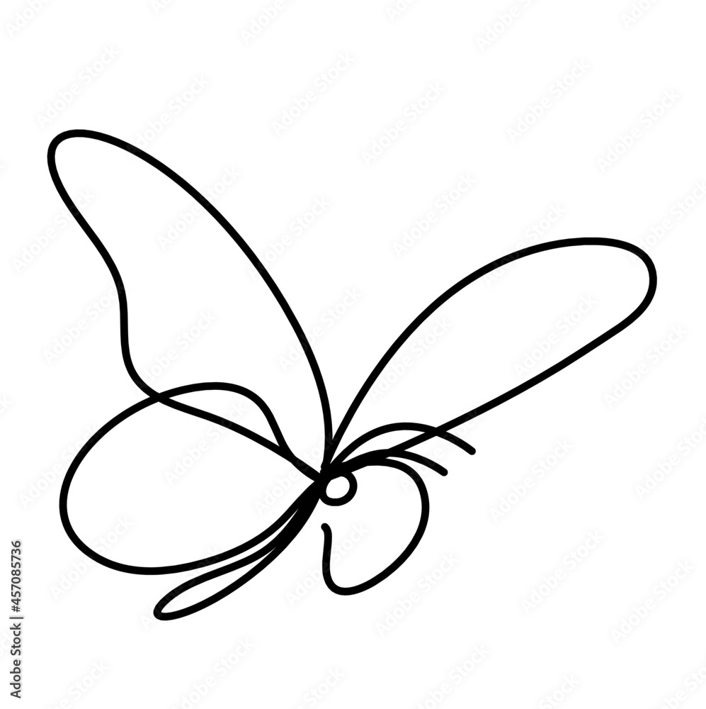 Butterfly line icon, isolated on the white. Vector