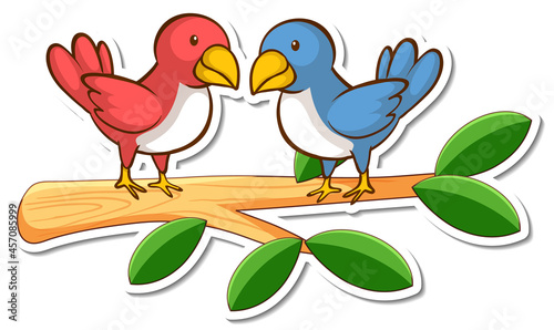 Two birds standing on a branch sticker