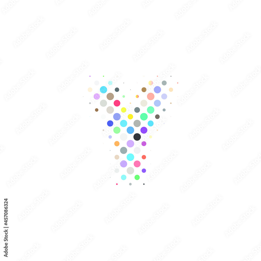 Letter Y logo. Dots logo, dotted shape logotype vector design. colorful Y letter logo in halftone dots style