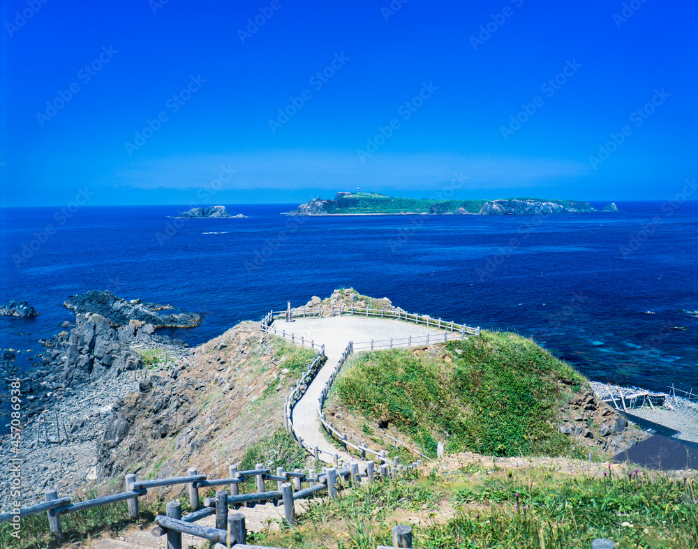 Naklejka premium 北海道 礼文島 スコトン岬より海馬島（トド島）