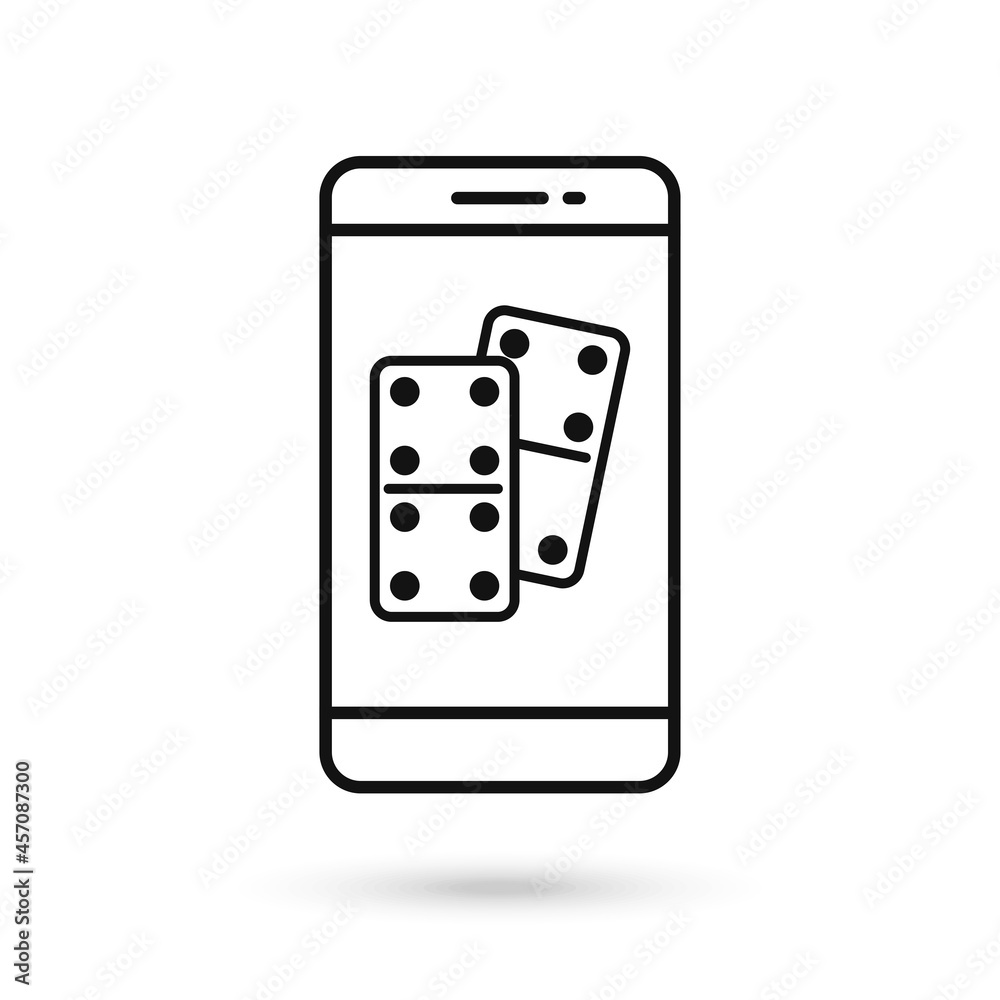 Mobile phone flat design with domino dice icon. Mobile phone flat design with domino dice icon.