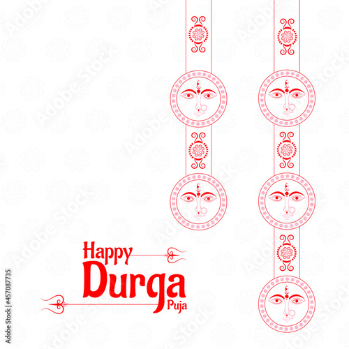 New Durga Puja Social Media Template Design.Indian Religion Festival.Durga Face Illustration