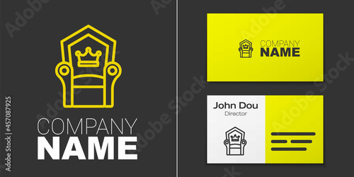 Logotype line Medieval throne icon isolated on grey background. Logo design template element. Vector