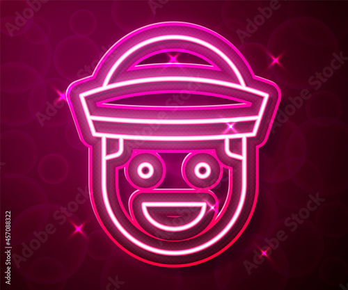 Glowing neon line Sailor icon isolated on red background. Vector
