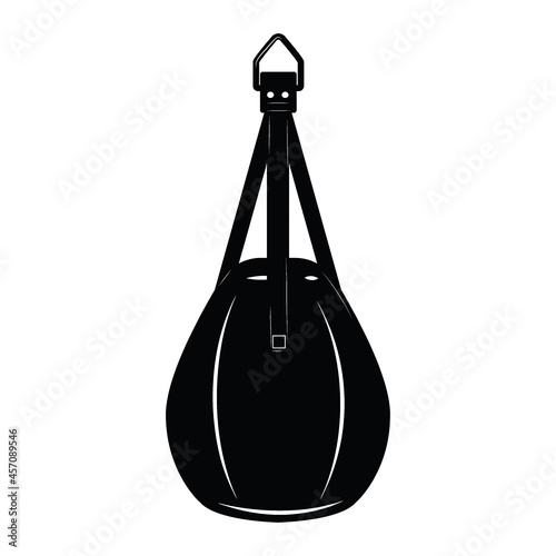 Illustration of boxing punching bag in vintage monochrome style. Design element for logo, label, sign, emblem, poster. Vector illustration