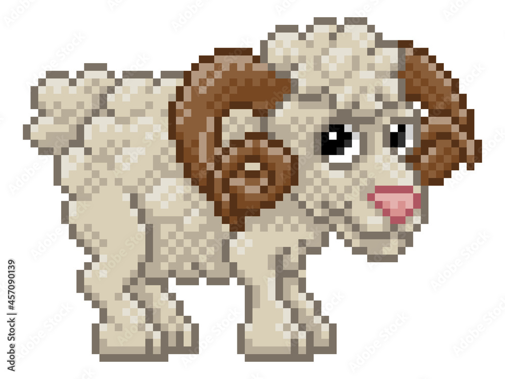 Obraz premium Ram Sheep Goat Pixel Art Animal Video Game Cartoon