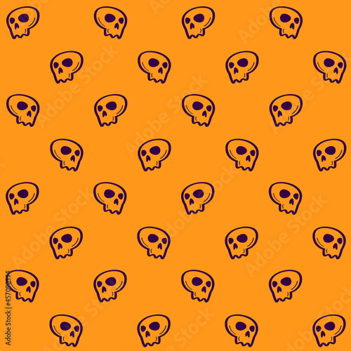 Hand Drawn Skull Seamless Pattern - Amazing vector pattern of a cute skull suitable for background, fabric pattern, design asset, halloween, wrapping paper, wallpaper and illustration in general