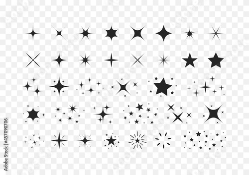 Fototapeta Set of stars and sparkles isolated on white background