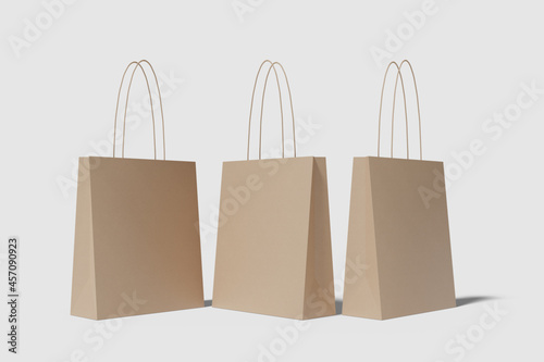 Blank Shopping Bag For Branding Mockup. 3D Render.