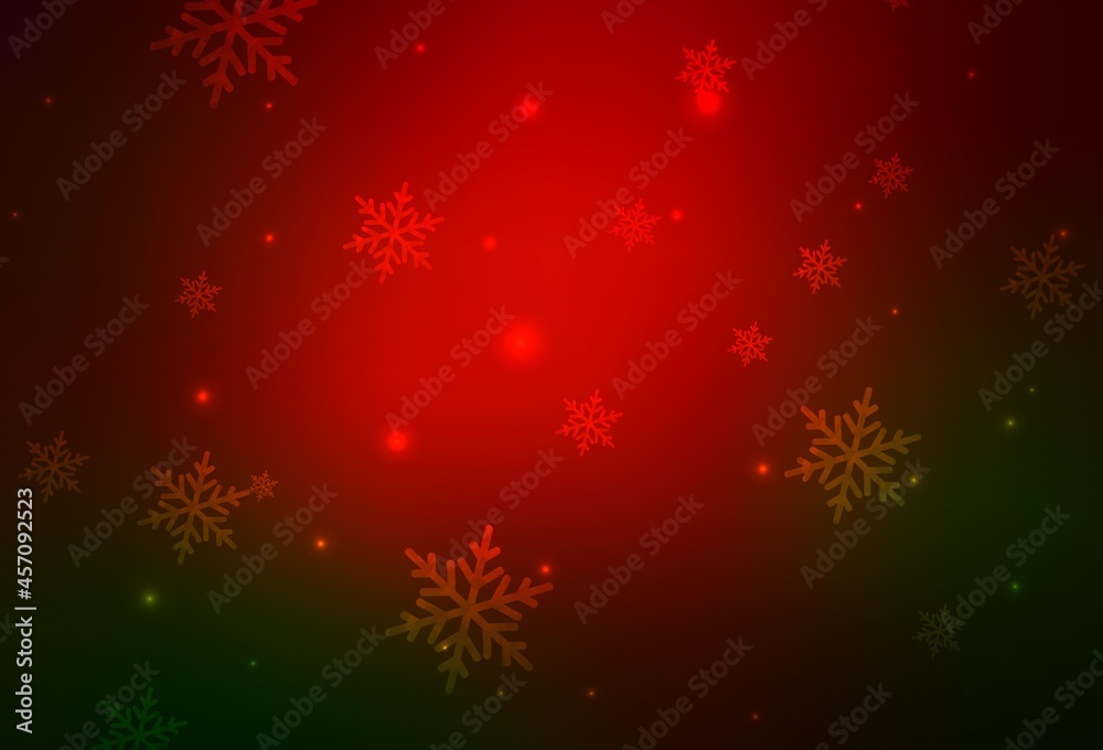 Dark Green, Red vector backdrop in holiday style.