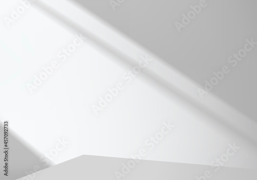 3d background products display podium scene with white stone gray platform. background vector 3d rendering with podium. stand to show cosmetic product. Stage showcase on pedestal display white studio
