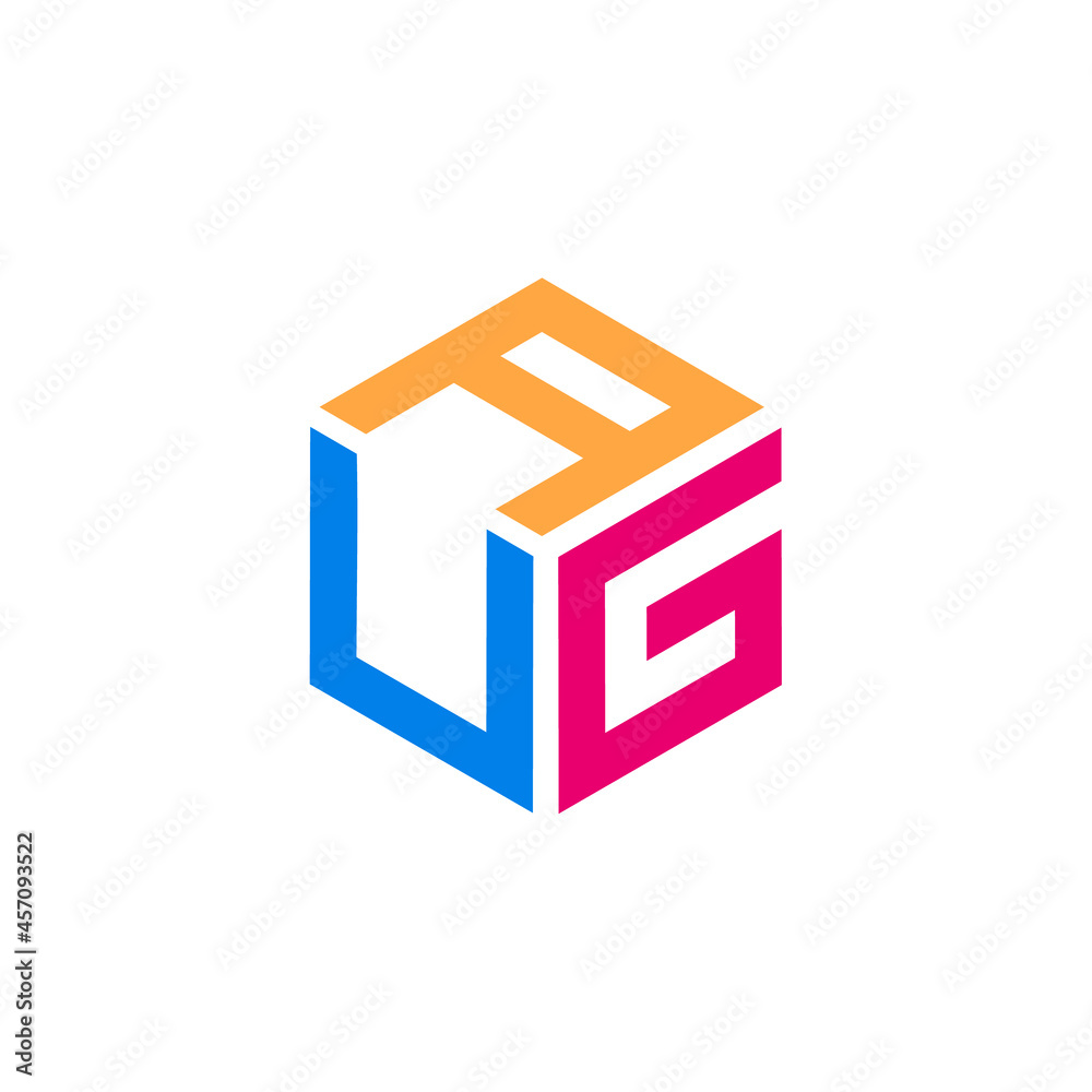 Initial letter AUG hexagon shape Initial letter AUG hexagon shape