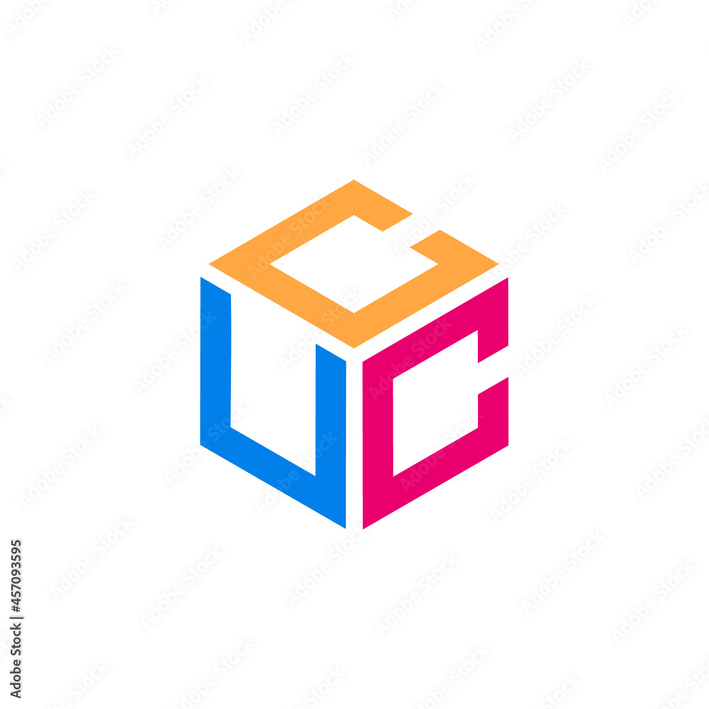 Initial letter CUC hexagon shape Initial letter CUC hexagon shape