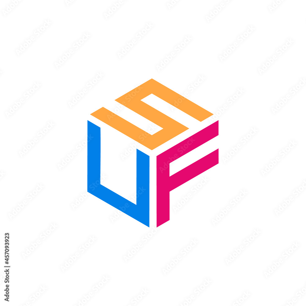 Initial letter SUF hexagon shape Initial letter SUF hexagon shape