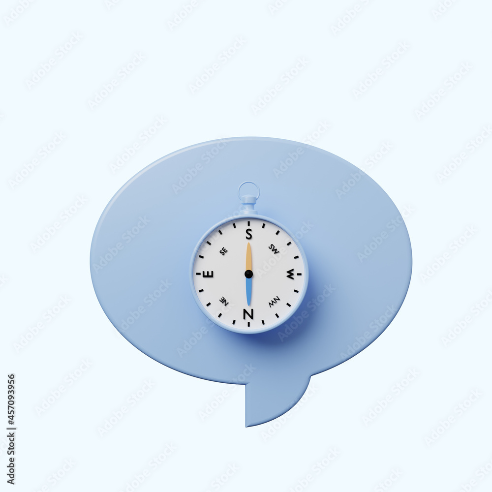 3d illustration chat bubble with compass 3d illustration chat bubble with compass