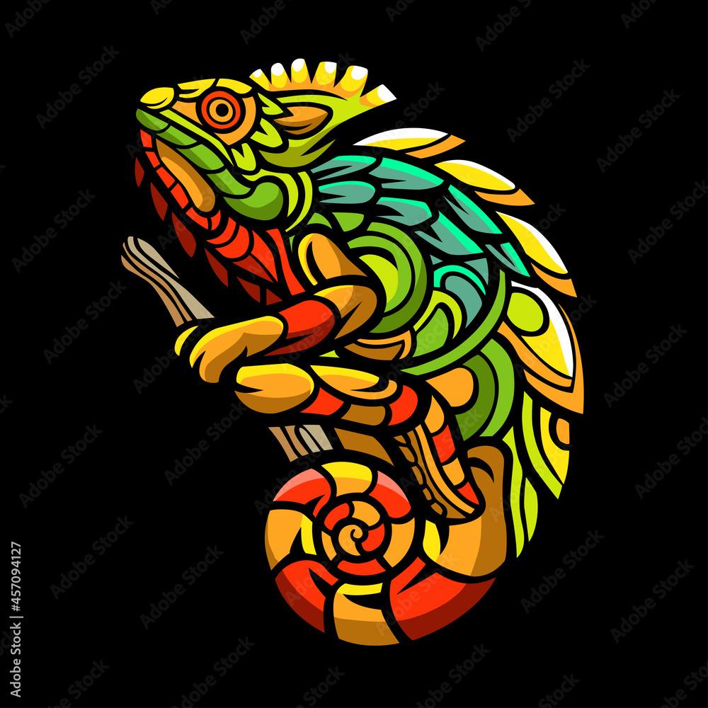 Obraz premium Hand drawing of Chameleon zentangle arts mascot. vector illustration 